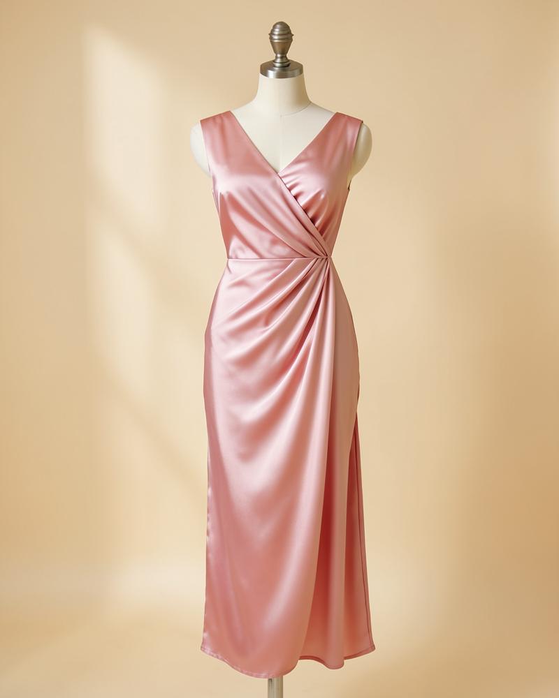 Blush Silk Wrap Dress